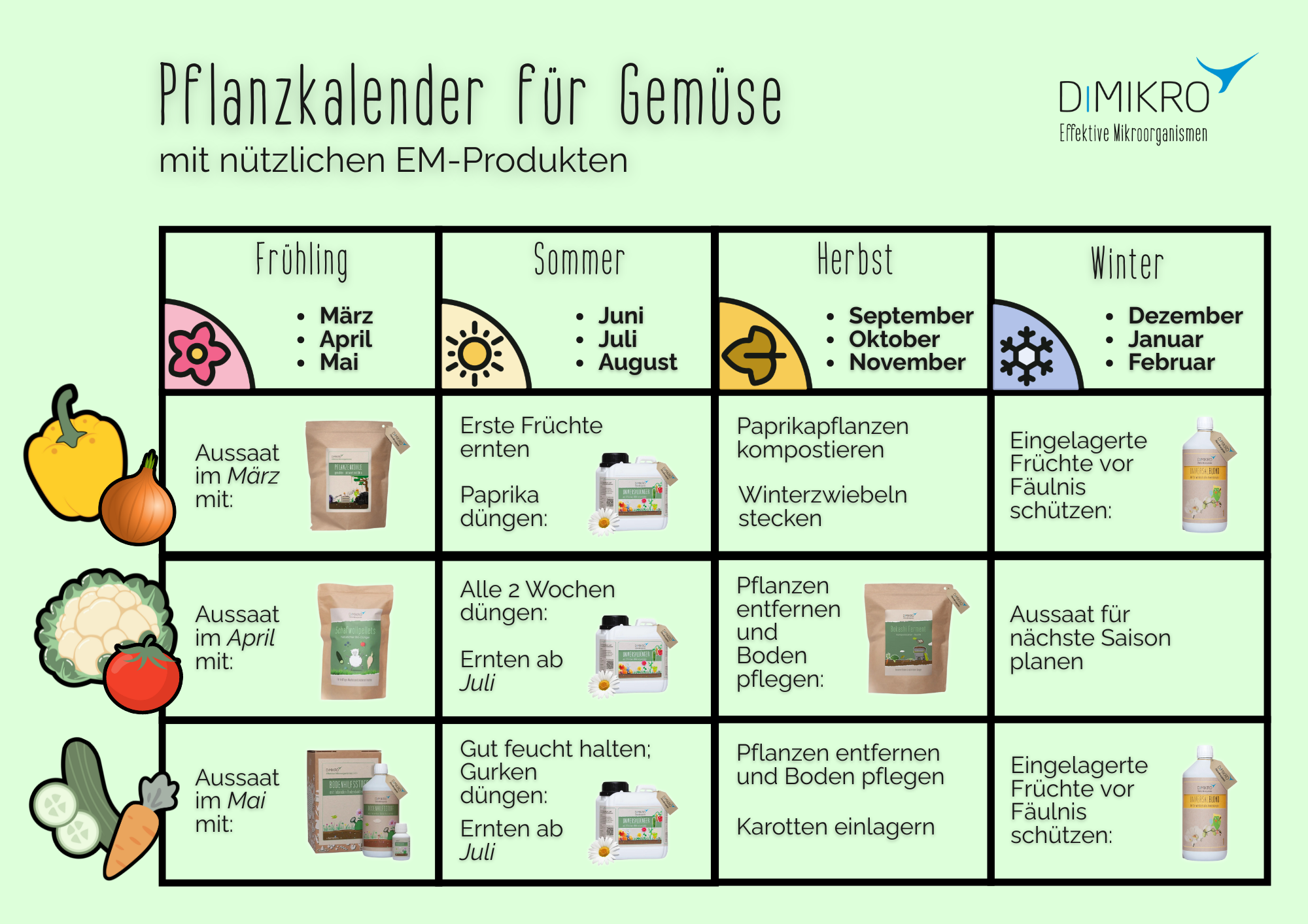 Pflanzkalender für Gemüse