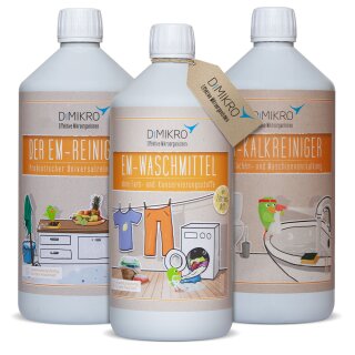 EM-Reiniger-Set: Der EM-Reiniger, EM-Kalkreiniger & EM-Waschmittel je 1 Liter