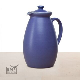 EM Keramik Krug mit Deckel 1,8-2 Liter blau lila matt