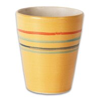 EM Keramik Becher leicht konisch gelb mit Streifen